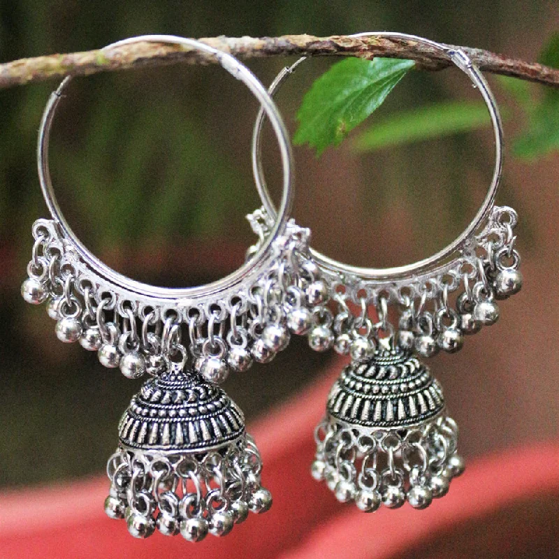 women gold hoop earrings -H K Fashion Oxidised Plated Jhumki Earrings