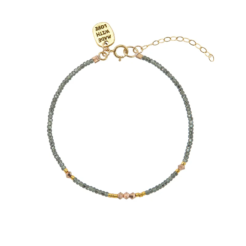 women pearl bracelets -Endito Crystal Bracelet - SHINY GRAPHITE/GOLD