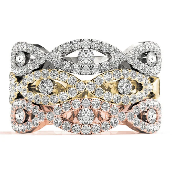 women stack rings -Crossover Diamond Stackable Rings (1/3 ctw each)