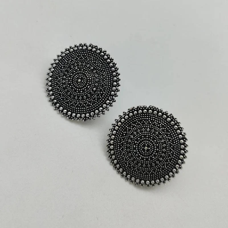 women gem earrings -Manisha Jewellery Black Polish Studs Earrings