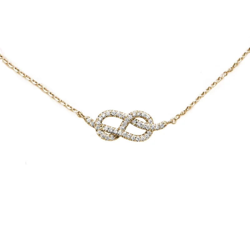 women vintage charm necklaces -Small Infinity Knot Diamond Necklace