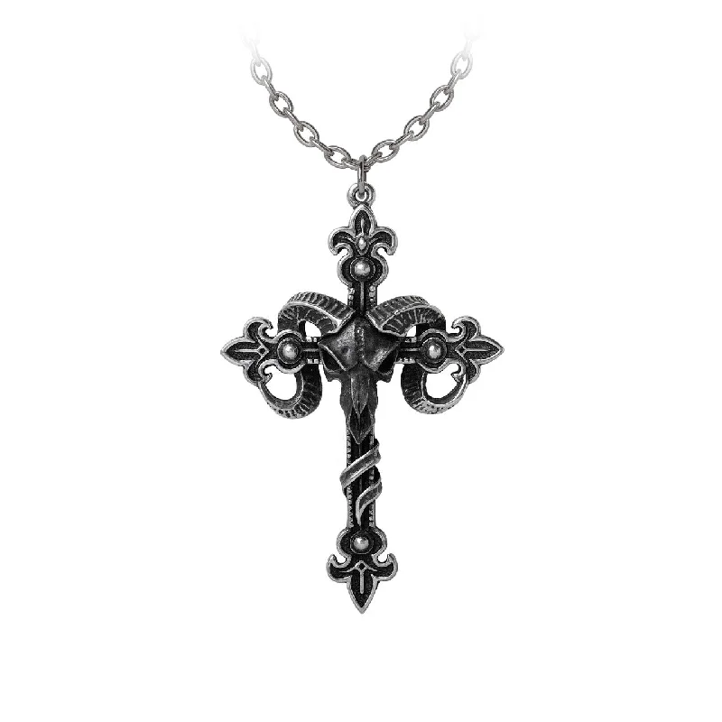 women casual necklaces -Cross of Baphomet Necklace by Alchemy Gothic