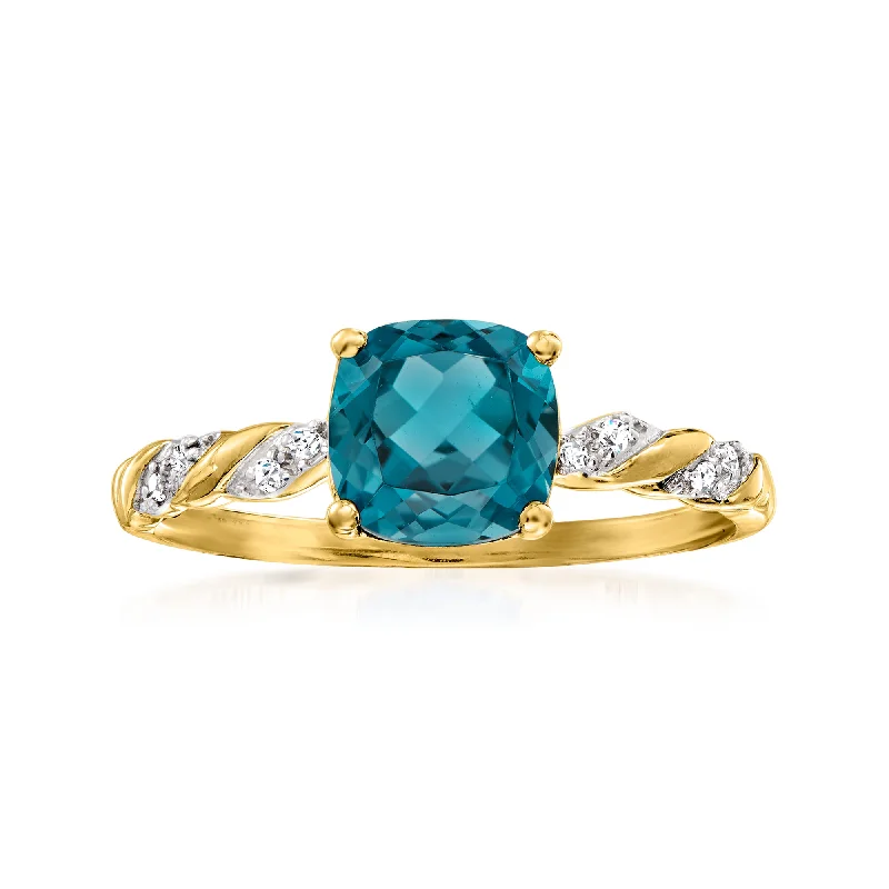 women custom designed engagement rings -Ross-Simons London Blue Topaz Ring in 14kt Yellow Gold