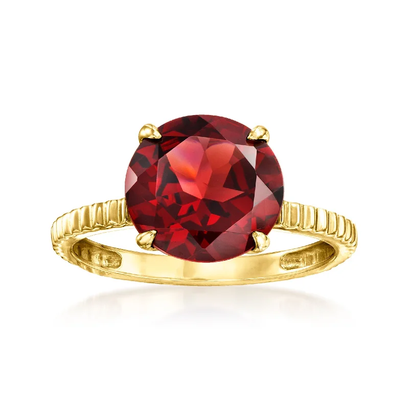 women men’s solitaire engagement rings -Ross-Simons Garnet Ring in 14kt Yellow Gold