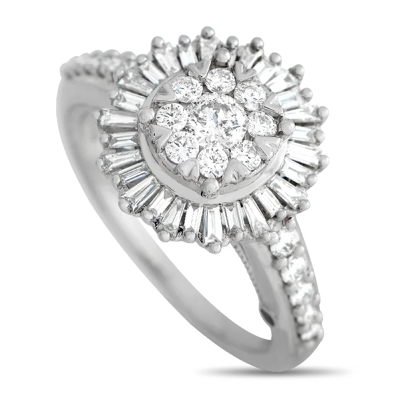 women engagement rings with matching bands -LB Exclusive 14K White Gold 1.0ct Diamond Ring