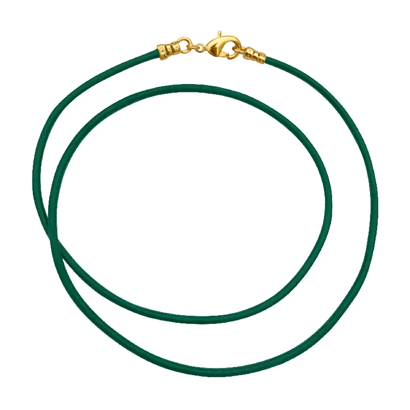 women stylish necklaces -Gold Plated 1.8mm Fine Emerald Green Leather Cord Necklace