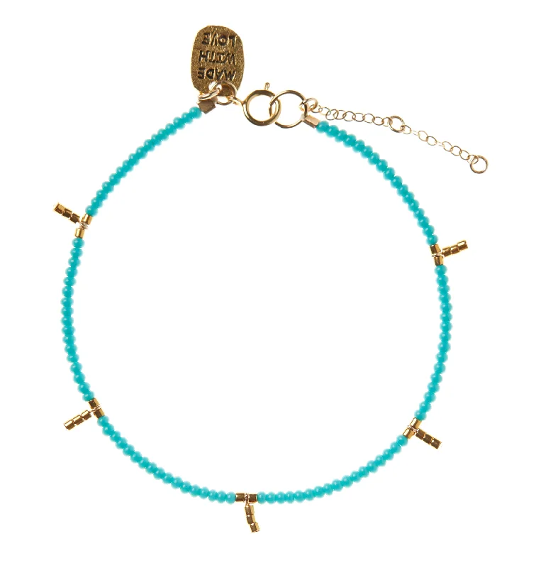 women art deco bracelets -5 Drop Kisongo Bracelet - TURQUOISE