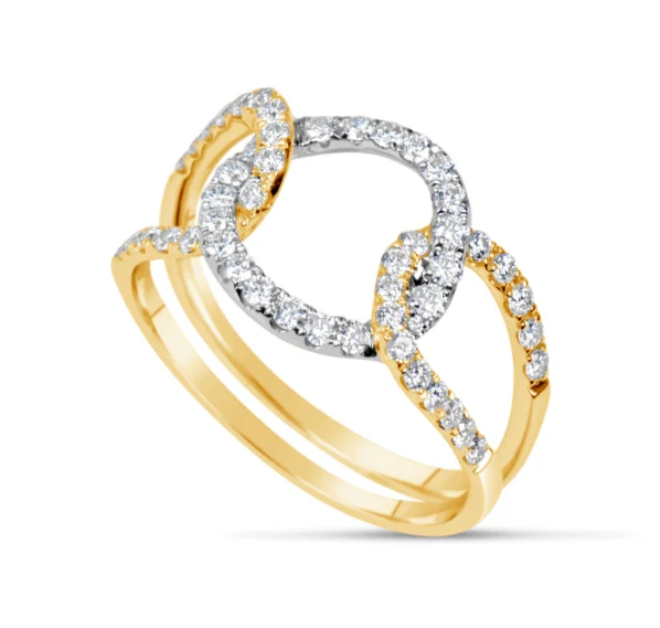 women vintage-style rings -18kt Two Tone Diamond Loop Ring (.55 ctw)