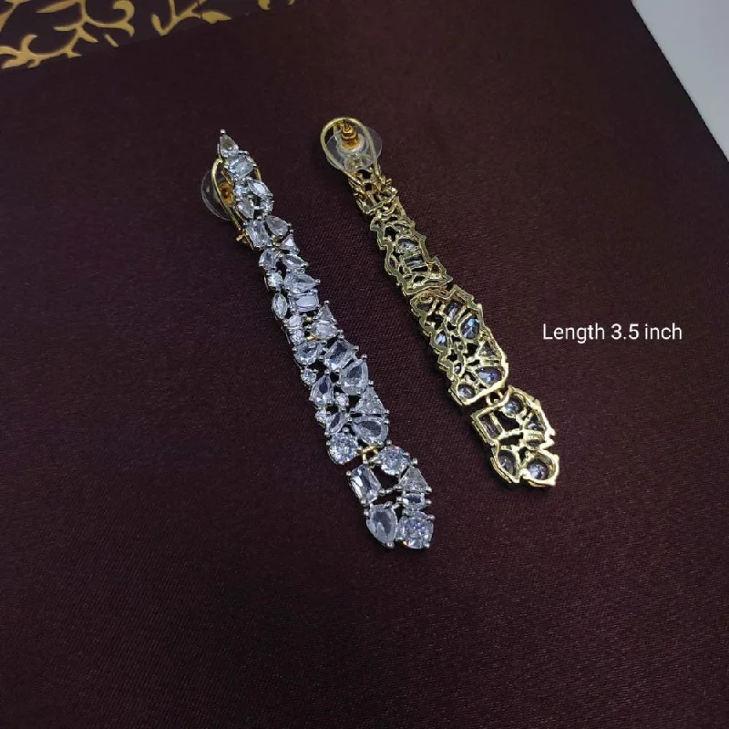 women dainty earrings -Aamrapali Gold Plated AD Stone Dangler Earrings