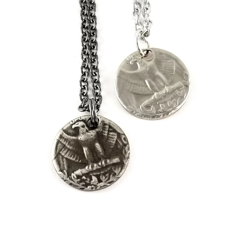 women minimalist necklaces -1965-1998 Washington Quarter Large Punch Out Charm Necklace