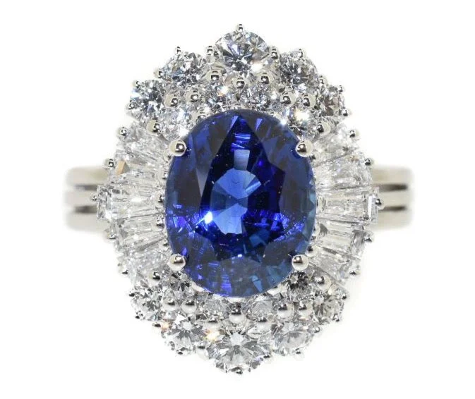 women sapphire rings for women -18kt White Gold Ceylon Sapphire & Diamond Ring