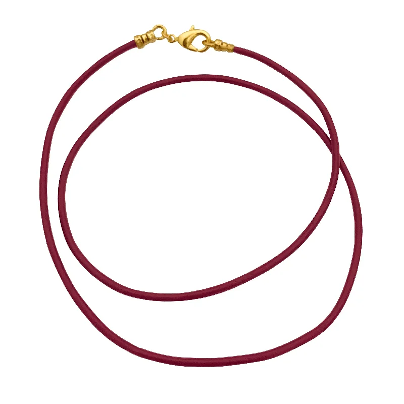 women heart-shaped necklaces -Gold Plated 1.8mm Fine Burgundy Red Leather Cord Necklace