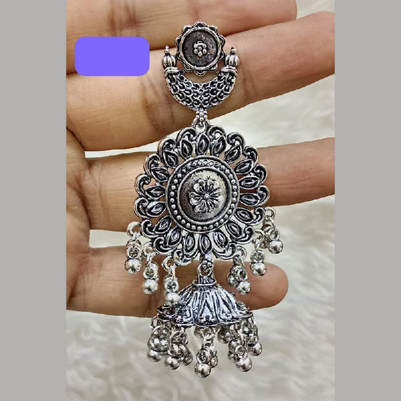 women clip-on earrings -Abhinandan Oxodised Plated Ghungroo Dangler Earrings