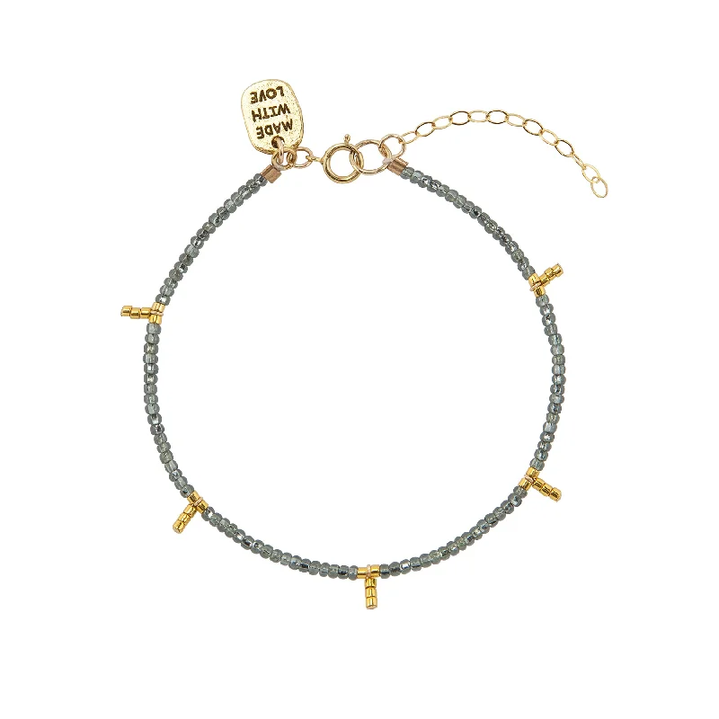 women minimalist bangles -5 Drop Kisongo Bracelet - SHINY GRAPHITE/GOLD