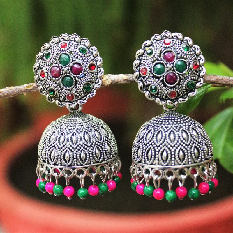 women modern earrings -H K Fashion Oxidised Plated Jhumki Earrings