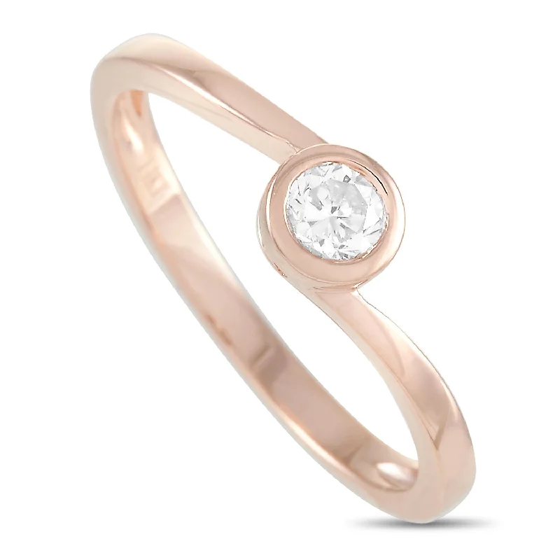 women rose gold solitaire engagement rings -LB Exclusive 14K Rose Gold 0.26 ct Diamond Ring