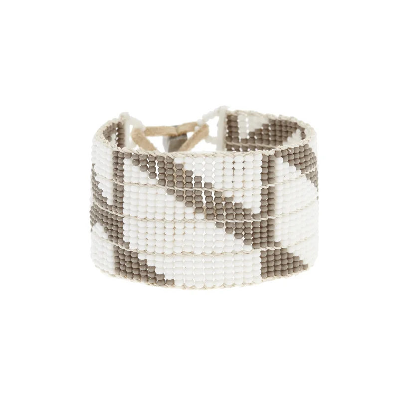 women beaded bracelets -Rhombus Warrior Bracelet - GRAY/WHITE