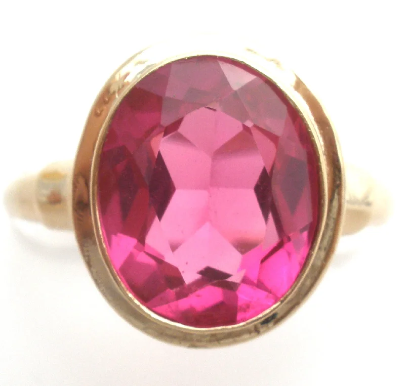 women romantic rings -Vintage Pink 10K Gold Ring Size 5.75