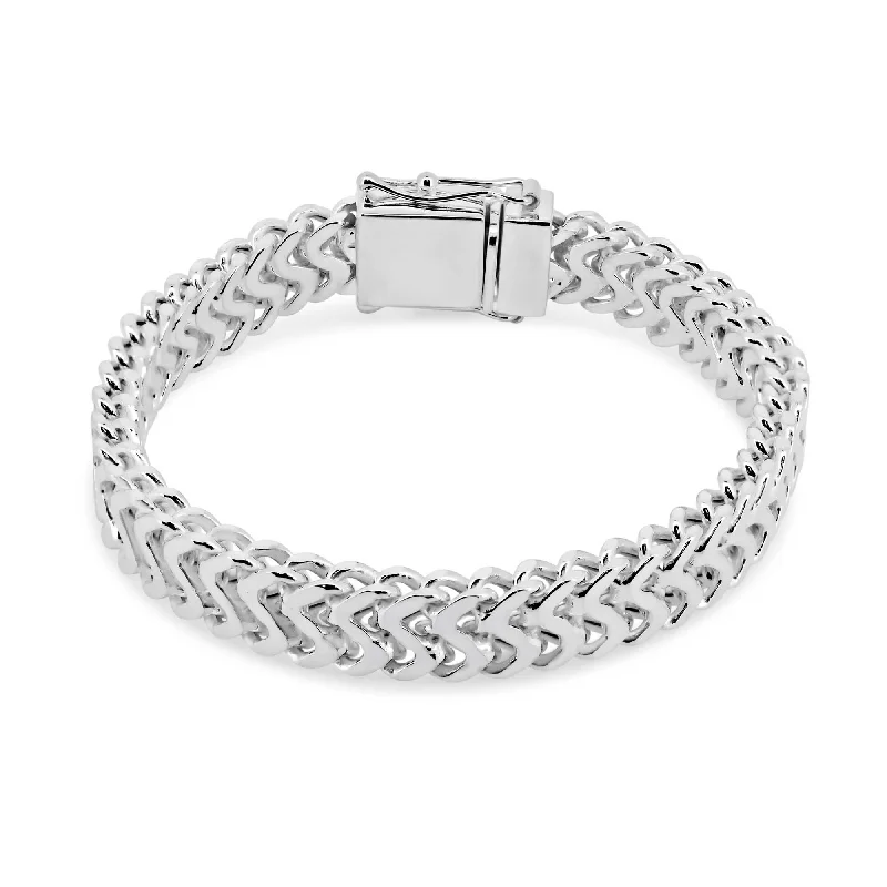 women vintage bangles -Sterling Silver High Zig Zag Flat Sided Bracelet 10mm - CHHB002