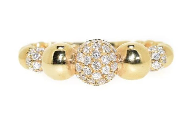 women personalized rings -14kt Yellow Gold Graduated Bead Diamond Ring (.36 ctw)