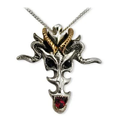 women unique charm necklaces -Jewelled Dragon Skull Red Crystal Pendant Necklace