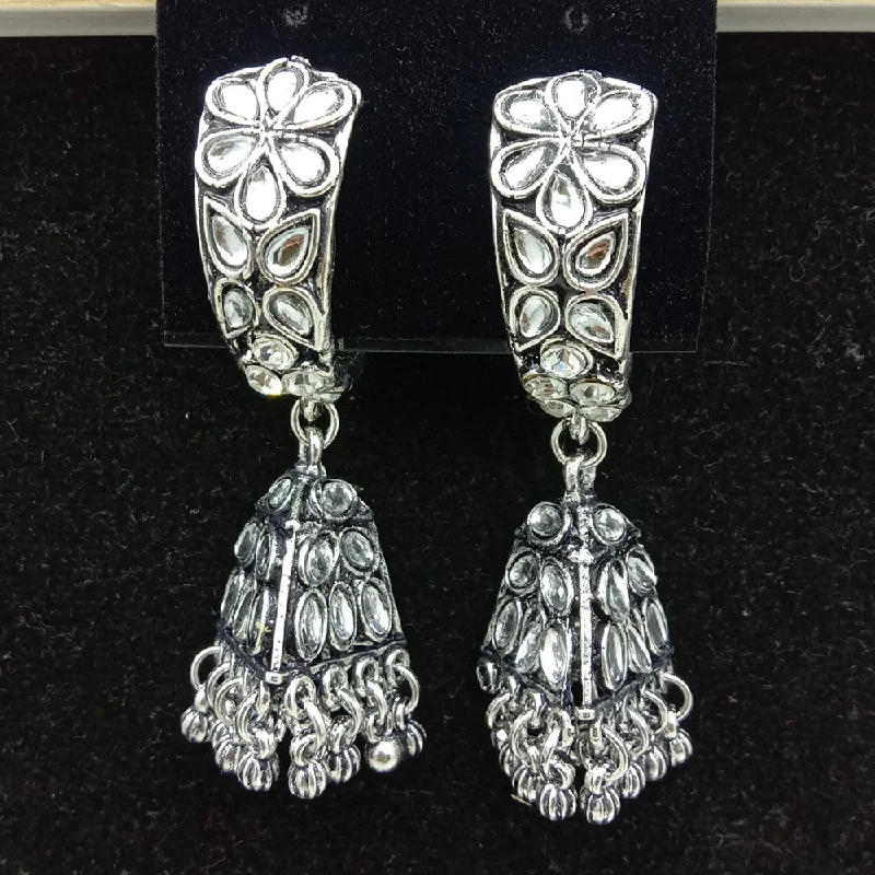 women oval earrings -SP Jewellery Oxidised Plated Jhumki Earrings