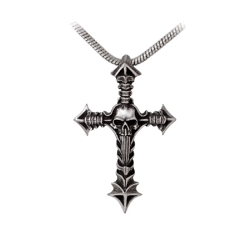 women artistic necklaces -Cruxinomica Pendant Skull Cross Necklace by Alchemy Gothic