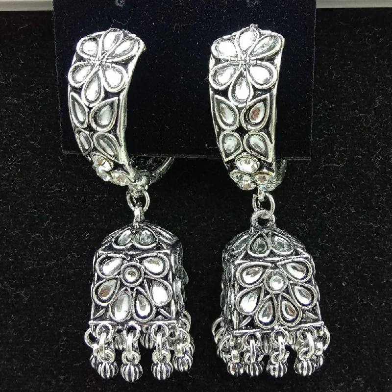 women rhinestone earrings -SP Jewellery Oxidised Plated Jhumki Earrings