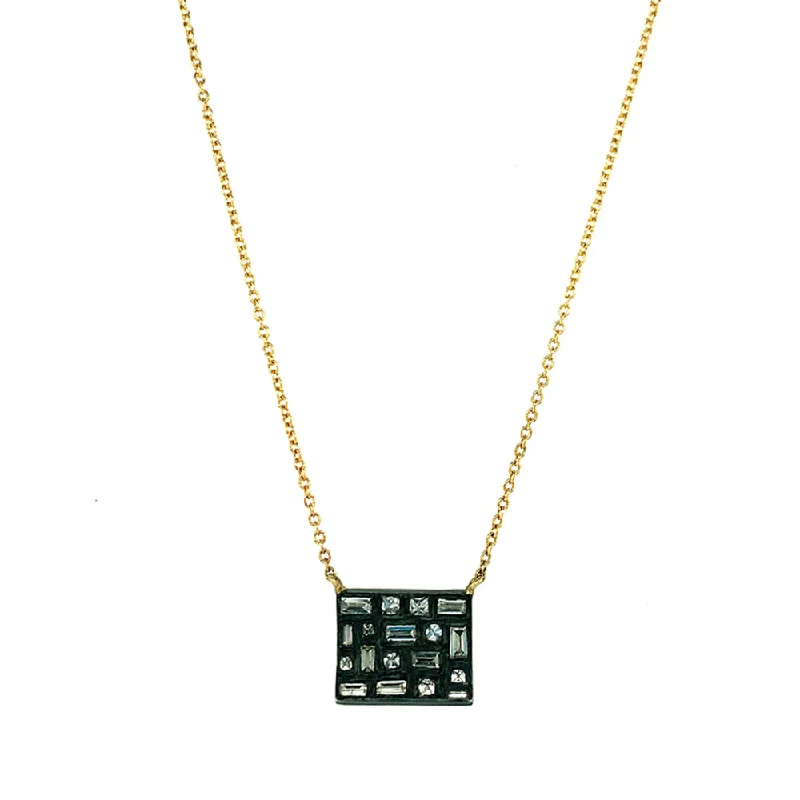 women anniversary necklaces -Inverted Diamond Square Necklace