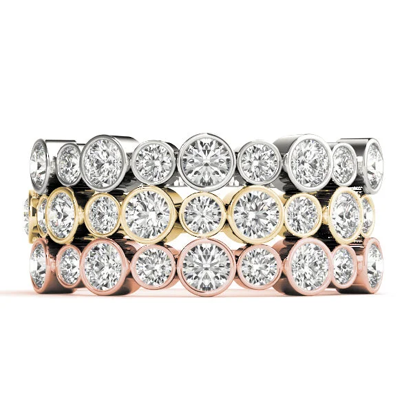 women modern rings -Bezel-Set Diamond Stackable Rings (1/2 ctw each)