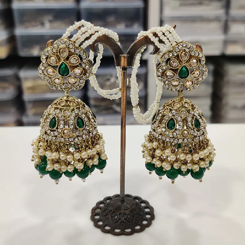 women silver drop earrings -JCM Gold Plated Kundan Stone And Pearls Jhumki Earrings