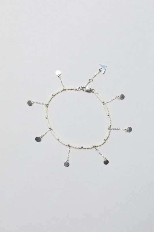 women luxury bangles -Selina Bracelet - OFF WHITE/SILVER