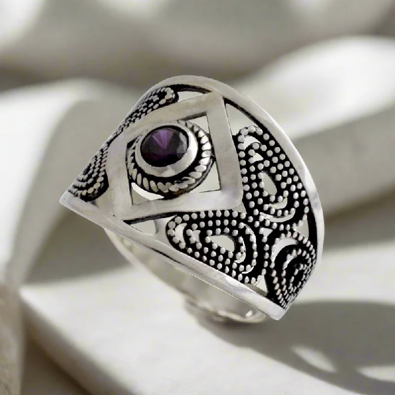 women classic rings -Byzantine Ring in Sterling Silver with zircon (DT-136)