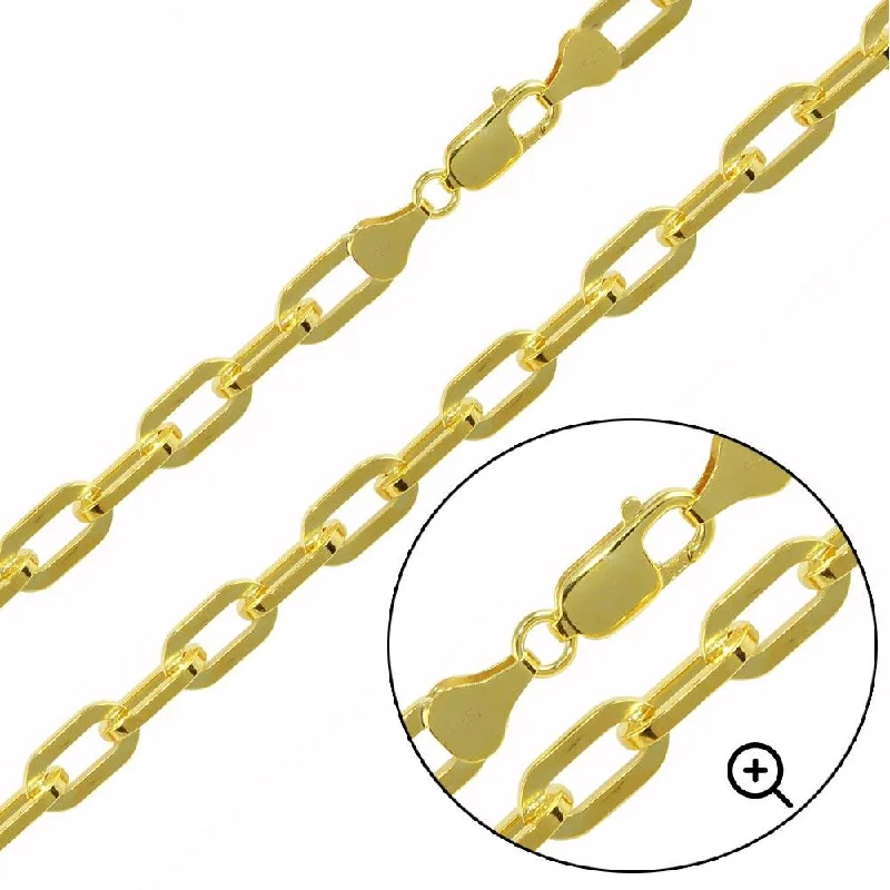 women chain bangles -Gold Plated 925 Sterling Silver Wide Oval D Cut Link Paperclip 6mm Chain or Bracelet - CH950 GP