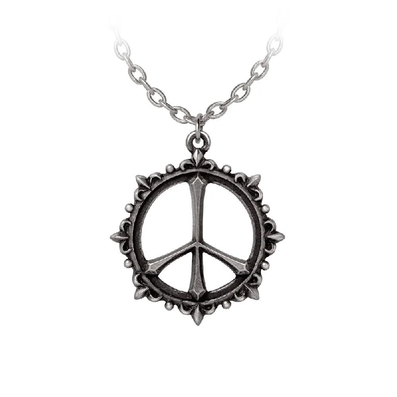 women layered necklaces -Pax Pendant Peace Symbol Necklace by Alchemy Gothic