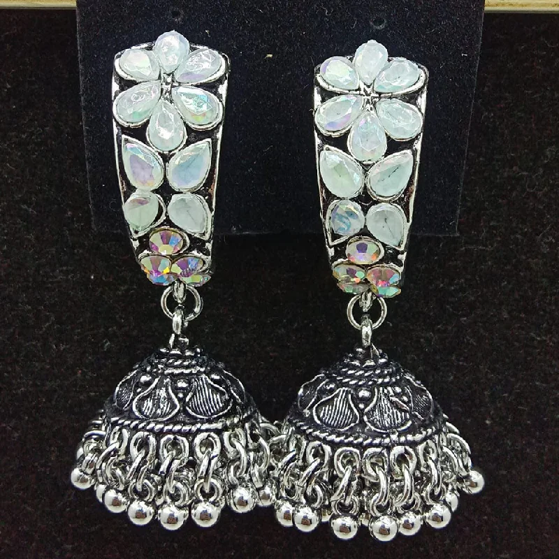 women designer earrings -SP Jewellery Oxidised Plated Crystal Stone Jhumki Earrings