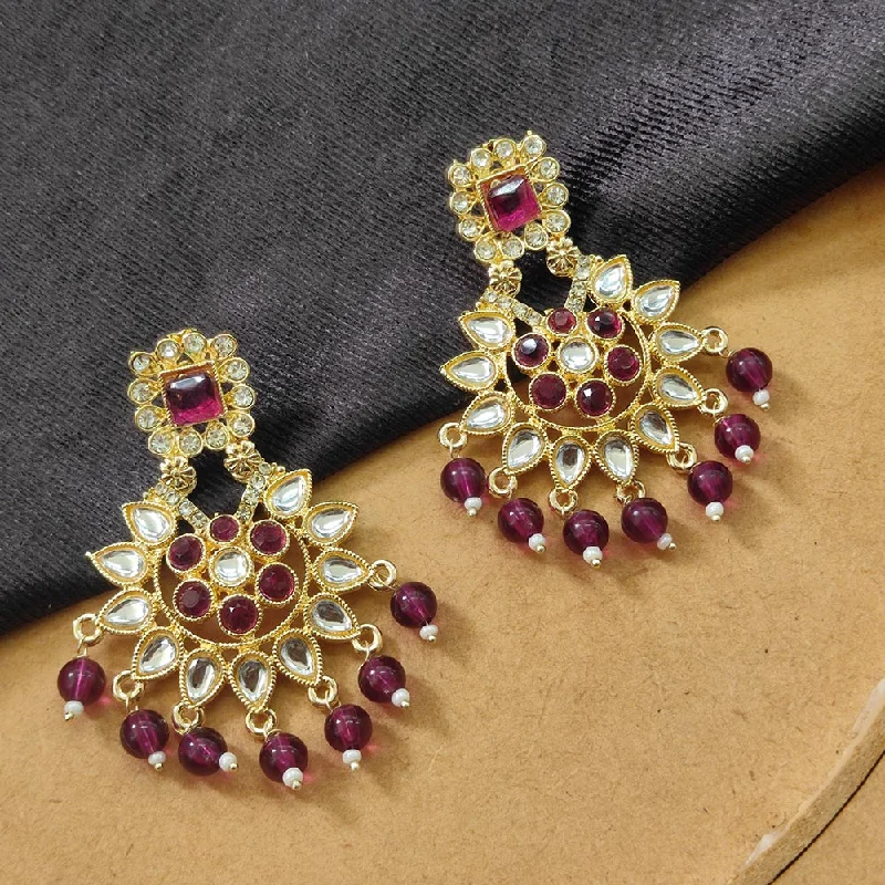 women chic hoop earrings -Bhavi Jewels Gold Plated Kundan Stone And Beads Dangler Earrings