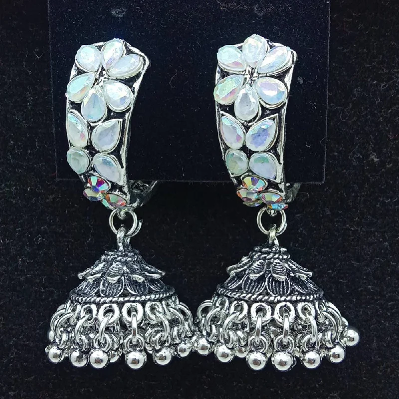 women multicolor earrings -SP Jewellery Oxidised Plated Crystal Stone Jhumki Earrings