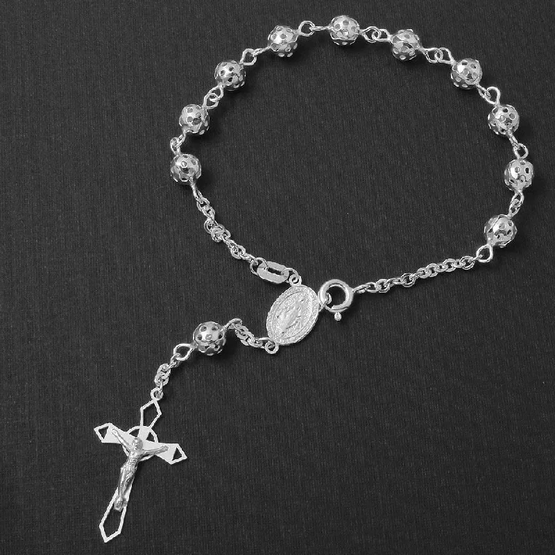 women statement bracelets -Silver 925 Filigree Rosary Bracelet 5.8mm - ROSB11-6MM