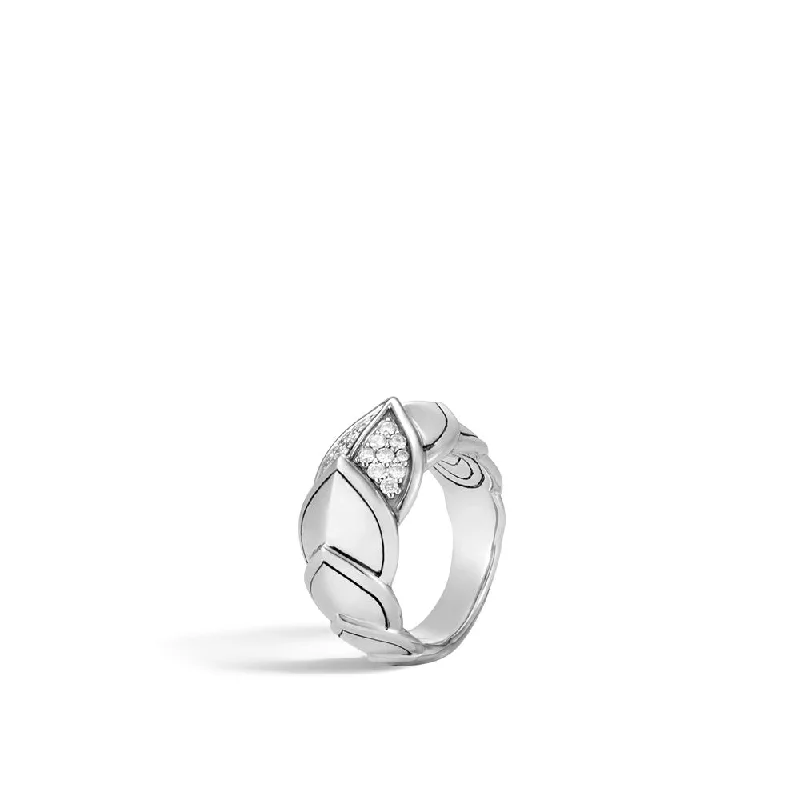 women diamond ring engagement sets -Legends Naga 11.5MM Ring in Silver with Diamonds