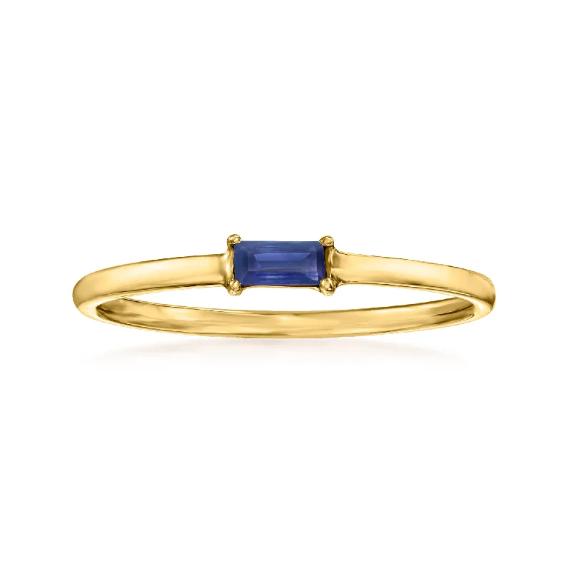 women cushion cut engagement rings -RS Pure by Ross-Simons Sapphire-Accented Ring in 14kt Yellow Gold