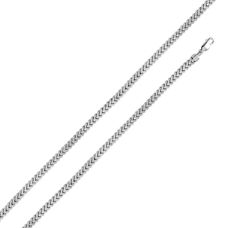 women minimalist bracelets -Rhodium Plated 925 Sterling Silver Hollow Franco Chain or Bracelet 5.7mm - CHHW102 RH