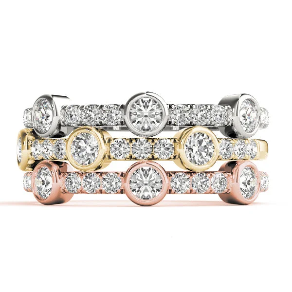 women cubic zirconia rings -Bezel-Set Diamond Stackable Rings (3/8 ctw each)