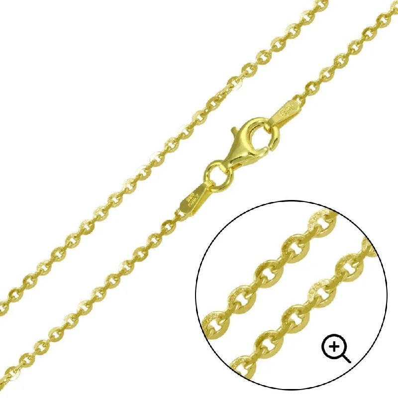 women men’s bracelets -Gold Plated 925 Sterling Silver Edge Rolo DC 040 Chain or Bracelet 1.4mm  - CH335 GP