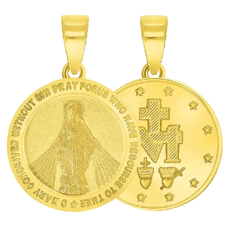 women unique necklaces -14k Gold Classic Miraculous Medallion of the Virgin Mary Pendant - Yellow Gold