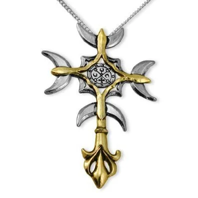 women gemstone necklaces -Goetia Reversible Cross Pendant Necklace