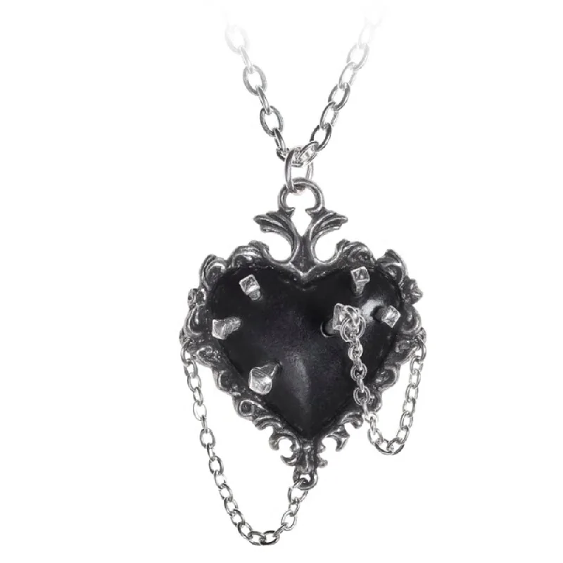 women sapphire necklaces -Witches Black Heart Pendant Necklace by Alchemy Gothic