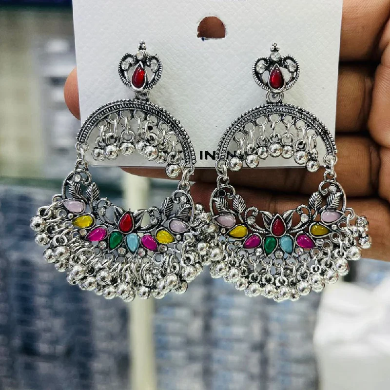 women boho earrings -Manisha Jewellery Oxidised Plated Crystal Stone And Ghungroo Dangler Earrings