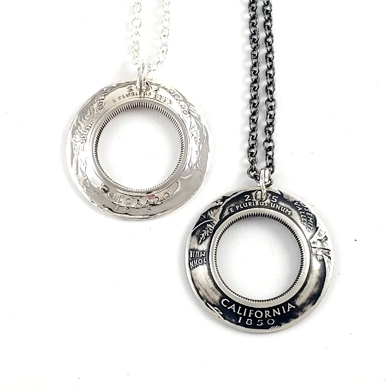 women vintage-style necklaces -90% Silver State Quarter Inside Out Coin Necklace