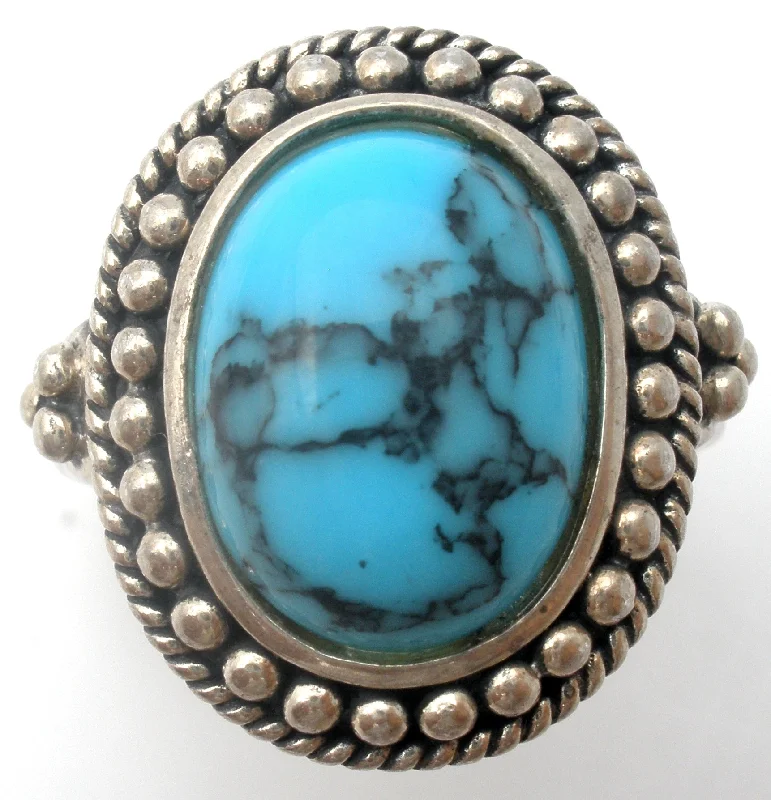 women diamond rings -Turquoise Ring Sterling Silver Size 8.5